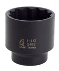 Top Shelf 1/2 Inch Drive 1 1/2 Inch 12 Point Impact Socket Built With Heavy Duty Chrome Molybdenum Steel, black phosphate finish.