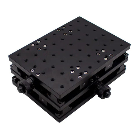Premium Manual 2D Precision Slide Table Delivering Hella Smooth XY Axis Positioning For Laser Marking And Engraving Projects featuring adjustable knobs.