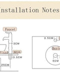 Installation notes diagram for Top Shelf Above Counter Vessel Sink For Modern Bathroom Vanity High Gloss Art Porcelain Wash Basin Built Tough Ceramic Craftsmanship And No Sweat Install 40X15 Cm Slick Finish.