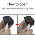 5 Pack Plastic Project Boxes Junction Case For Electronics Black External 3.1 In X 2.0 In X 1.0 In Internal 2.95 In X 1.77 In X 0.79 In Durable DIY Electronics Enclosure For Small Projects being opened with a screwdriver