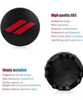 4Pcs Wheel Center Caps 63mm 2.5in With Valve Caps Black Red Pattern Replacement back and front view