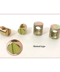 M6 M8 Steel Cross Dowel Nuts Set For Furniture Assembly Slotted Barrel Nuts Hammer Embedded For Bed Crib Chair Joints