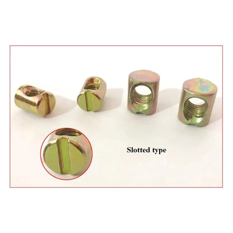 M6 M8 Steel Cross Dowel Nuts Set For Furniture Assembly Slotted Barrel Nuts Hammer Embedded For Bed Crib Chair Joints