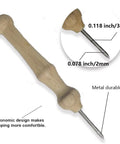 Wildflower Punch Needle Kit Two Pack For Beginners tool with ergonomic wooden handle and 0.118 inch metal tip.