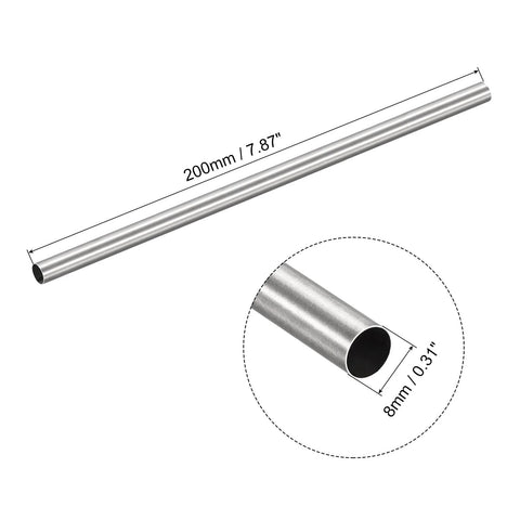 uxcell 304 stainless steel capillary tube, 8mm OD x 0.2mm wall, 200mm length
