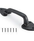Heavy Duty Steel Barn Door Handles With Real Deal Rustic Matte Black Finish Built Tough As Nails Industrial Pull for wood shed doors.