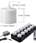 Rechargeable LED Tealight Candles With Timer Remote Flameless Amber Yellow Set Of 12 Inductive Wireless Charging Base