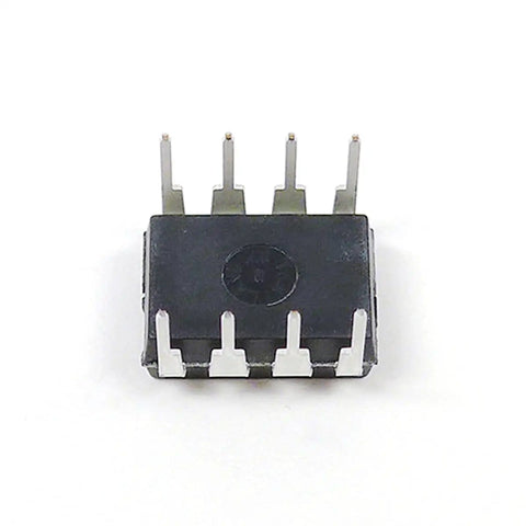 Front view of the 10 Pack MCP602 I P Dual Op Amp IC In DIP 8 With Socket Adapter, showcasing the pin configuration.