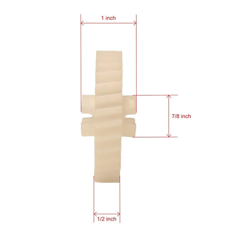 Two Pack Garage Door Opener Drive Gears, One Half Inch Bore, Two And Three Quarters Inch Outside Diameter, Thirty Two Teeth, White Replacement Parts Compatible With Chamberlain 2200 4200 6200 7220 showing side view with measurements.