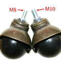 Premium Bronze Ball Caster Wheels 2 Inch Antique Gold Furniture Casters with M10 threading and black ball design.