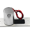 Bulletproof Waterproof Electronic Drop Bolt Door Lock With DC 12V Magnetic Auto Deadbolt shown from the side on metal plate.