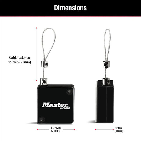 Retractable Lock Box Key Tether For 5400 Series Lock Boxes, 36 Inch Extendable Cable, Easy Mount With Ultra Strong VHB Tape, Keeps Your Keys Safe On The Go, Fits Inside 5400 5401 5414 5415 5420 5424 5425 5440 5441 Lock Boxes