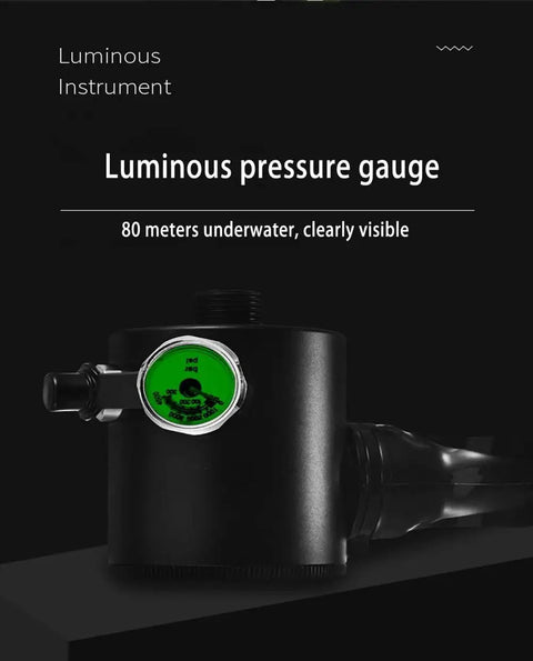 Luminous pressure gauge on Mini 0.5L Scuba Tank Portable Underwater Breathing System For 5 To 10 Minute Dives Durable 6061 Aluminum