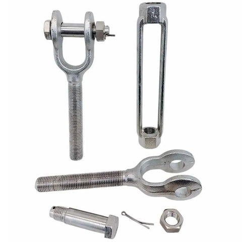 Rock Solid Stainless Steel 316 Jaw Jaw Turnbuckle Drop Forged One And Half By 12 Inches 17000 Lbs Wll Non Magnetic heavy duty rigging hardware set.