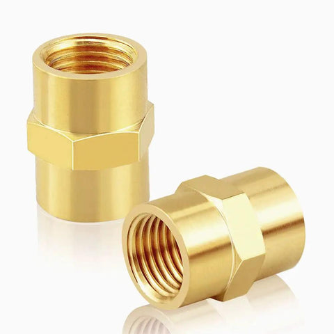 Brass NPT Pipe Fitting Coupler 1/2 Inch Female to 1/2 Inch Female Thread Connector Standard NPT Pack of 2