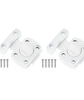 Premium White Rotate Bolt Latch Set Heavy Duty Zinc Alloy Cabinet Locks With Slick Swivel Mechanism And No Sweat Install For Closets Wardrobes Gates And Shed Panels, 2 pack with screws.