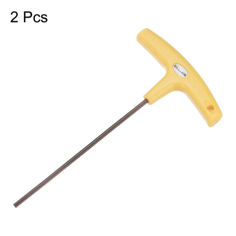 Beefy Two Pack T Handle Wrenches One Eighth Inch SAE Long Arm Hex Keys Flat End For Automotive And Home Maintenance Durable S2 Steel Forged With Heated Treatment. 2 pcs 1/8 in T-handle hex key