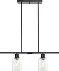 Industrial Glass Pendant Light 4 Light Flush Mount Ceiling Fixture With Adjustable Metal Rods for Kitchen Island.