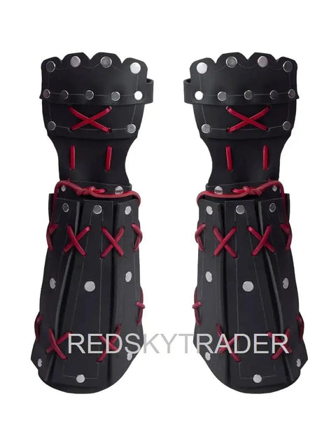 Studded Leather Arm And Leg Armor For Larp And Medieval Faire Cosplay Gear Viking Knight Steampunk Fantasy Unisex Black Armor Set