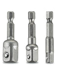Heavy Duty Impact Socket Adapter Set For Impact Drivers And Drills Three Piece Conversion Kit with metal adapters