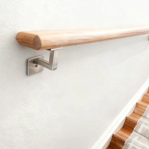 Square Handrail Brackets For Staircase With Screws Pack Of 5 Satin Nickel Finish 3 Inch Tall Support Brackets on wall