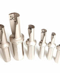Set of stainless steel U-drill tools for CNC lathe, assorted diameters 8-20 mm.