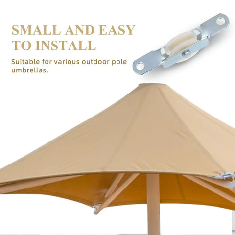 4 Pack Patio Umbrella Pulley Replacement Parts Kit, Sliding Pulley Bracket Set, Parasol Rope Wheels And Attachment Holder For Garden Use, Easy Repair For Smooth Operation And Long Lasting Function