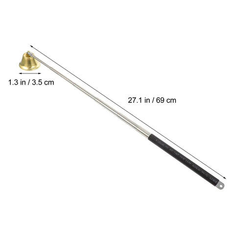 Telescopic Candle Fire Extinguisher With Extensible Copper Wick Snuffer For Home Safety, 27.1 in length, gold snuffer end, sturdy design.