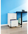 18-Inch Metal Mobile Filing Cabinet With 2 Drawers Pearl White Finish Lockable Smooth-Glide Suspension Compact Under-Desk Setup