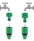Easy Plug And Play Garden Hose Fittings Kit 1/2 To 3/4 Inch Faucet Tap Connector Adapters For G1/2 G3/4 Thread Fits 4/7mm And 8/12mm OD Tubing For Irrigation Lawn Patio Greenhouse 5 Pack, green plastic faucet adapter