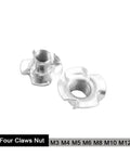 Beefy Four Claw T Nut Set for Furniture Mounting 100 Pcs Thickened Steel Blind Prong Inserts M6x20 with visible threads