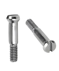 Close-up of four replacement hinge screws for Wayfarer RB2140 RB4340 sunglasses, compatible with RB frames, stainless steel construction.