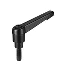 Heavy Duty Quick Release Toggle Knob Featuring A Smooth Push Button Lock And Rock Solid M6 Threaded Stud For Workshop Clamping Projects And Tool Grabbers Matte Black, black lever with M6 threaded stud.