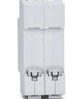 Front view of 32 Amp AC Miniature Circuit Breaker 2 Pole DIN Rail Mount Thermal Magnetic Trip Switch For Solar Or Home AC Systems 120 240V C Curve MCB 63 Amp Heavy Duty Overload And Short Circuit Protection