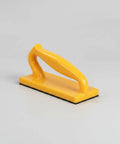 Built Tough Woodshop Push Handle Safety Guide Block With Reinforced Frame And Grippy Bottom For Steady Feed Control On Table Jointers And Thickness Planers, yellow ergonomic push block.