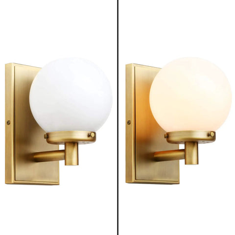 Retro Globe Glass Wall Sconce With White Globe Shade Hardwired Industrial Vanity Light for Bathroom Hallway Kitchen Bedroom