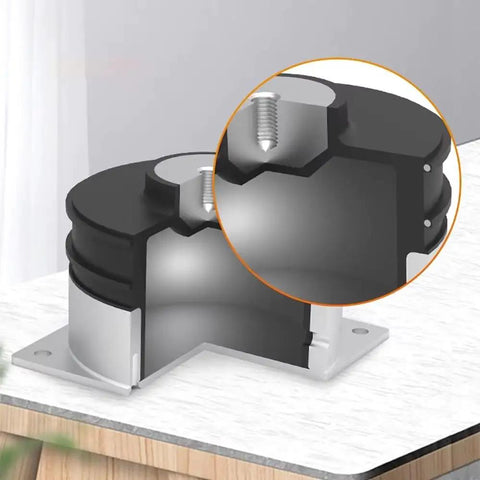 Heavy Duty Air Spring Vibration Isolator Silences Low Frequency Jitter For Cmm Machines And Lab Benches cross-section view highlighting rubber bladder and metal base.