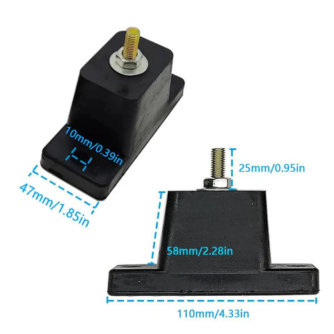 Eight Pack Air Conditioning Rubber Shock Absorption Brackets With Base Mounting Pads For Mini Splits showing dimensions