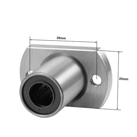 Rock Solid LMH10UU Two Side Cut Flange Linear Ball Bearing Bushing, 10mm Bore, 29mm Length, Chromium Steel, detailed view.