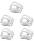 Five Pack Adjustable Plastic Tubing Clamps For 3 To 6 mm Hoses One Eighth To One Quarter Inch Clamp Flow Control Clips shown in white.