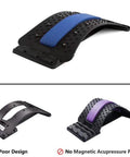 Heavy Duty Emoly Back Stretcher For Pain Relief Spine Decompression Yoga Curvature Correction Posture Fixer, black with blue padding.