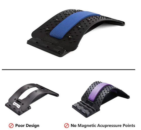 Heavy Duty Emoly Back Stretcher For Pain Relief Spine Decompression Yoga Curvature Correction Posture Fixer, black with blue padding.
