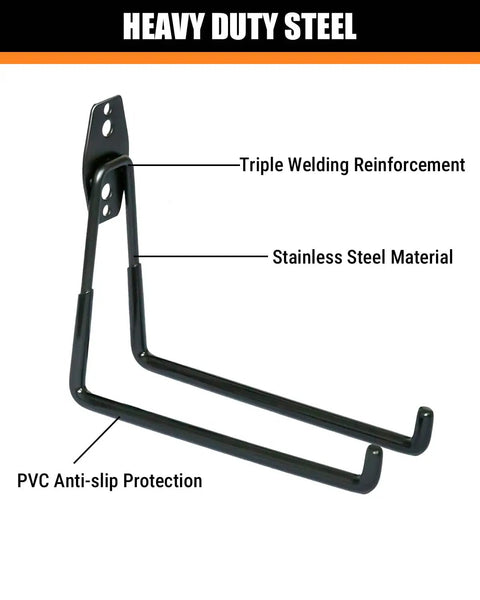 Tough As Nails Heavy Duty Garage Hooks Six Pack Wall Mounts For Hanging Bike Ladder Tools 100Lb Load Capacity Triple Welded Steel Construction