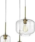 Satin Gold Three Light Metal And Glass Chandelier Indoor Ceiling Fixture For Kitchen Island And Living Room ETL Listed