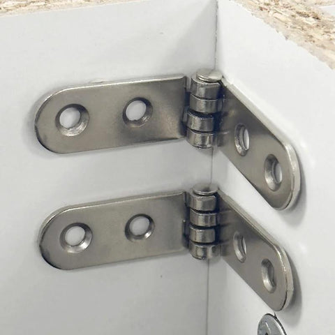Rust-resistant 180 degree foldable hinge for DIY projects, ideal for wooden boxes and cabinet doors, featured in a durable metal finish.