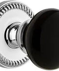Newport Rosette Privacy Knob Set With Coventry Knob, 2 3/4 Backset, Bright Chrome Finish, solid forged brass, front view