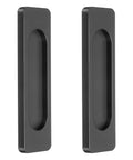 Matte Black Aluminum Sliding Door Pulls 2 Pack Rectangular Self Adhesive Finger Push Pulls for Sliding Barn Doors Windows Cabinets Three Point Nine Inches Long Durable Easy Install, pair view