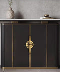 Elegant cabinet with Top Notch Vintage Brass Cabinet Pulls Set Semi Circular Gold Dresser Handles, large round design on dark wood.