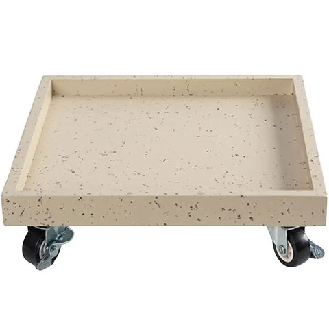 Flower Pot Mover With Wheels Beefy Load Bearing 50-200kg Square Plant Tray Rollers Granite Texture Beige 32cm