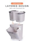 Removable Laundry Basket With Sturdy Storage Rack On Wheels White Household Organizer For Laundry And Home Storage